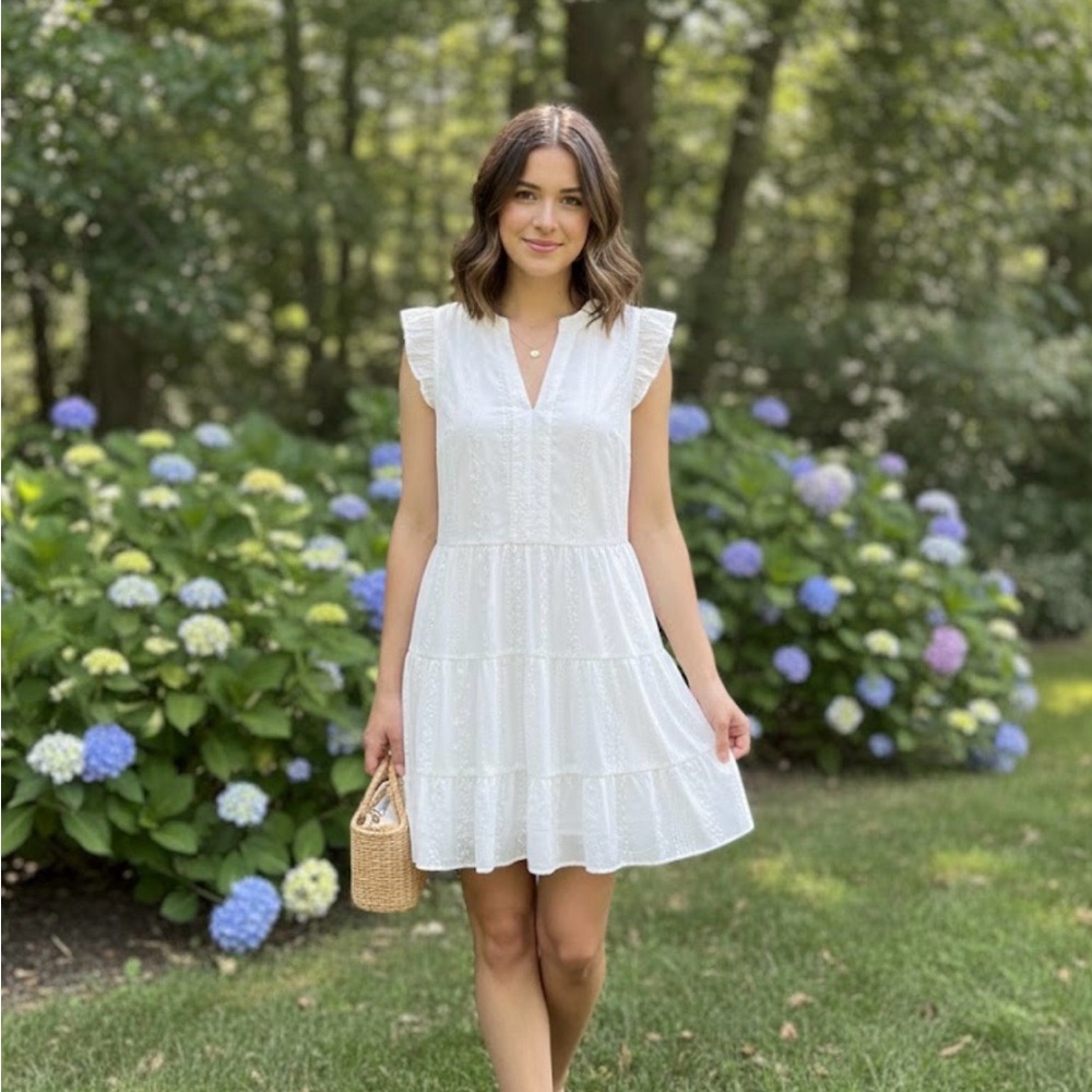 Laundry By Shelli Segal White Ruffle Mini Dress
